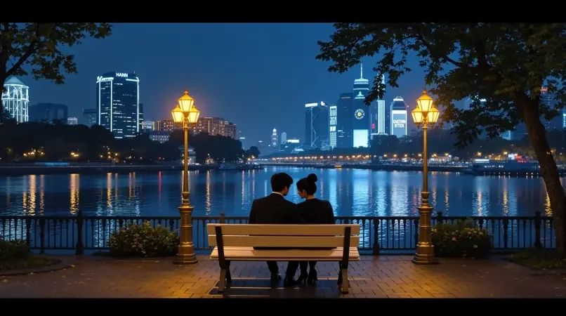 5060电影网《汉江边的告白》横屏封面，韩剧浪漫爱情题材，评分9.1